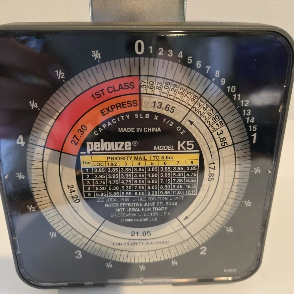 Vintage Pelouze Model K5 Tabletop Mechanical Postal Scale Capacity 1/2 oz to 5lb